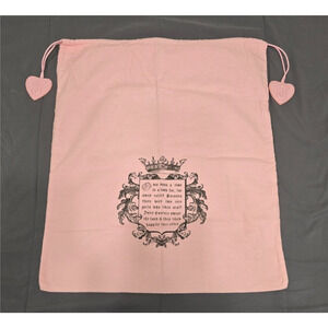 JUICY COUTURE Pink Flannel Dust Bag With Leather Heart Pulls 20 X 22”